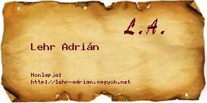 Lehr Adrián névjegykártya